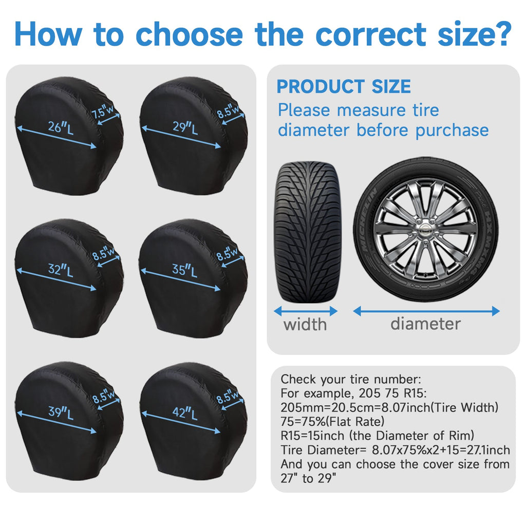 Waterproof RV Tire Covers – 4 Pack Heavy-Duty