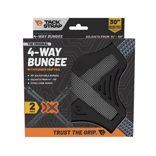 Tack Strap 4-Way Bungee Cord System with Non-Slip Rubber Grip | 2-Pack
