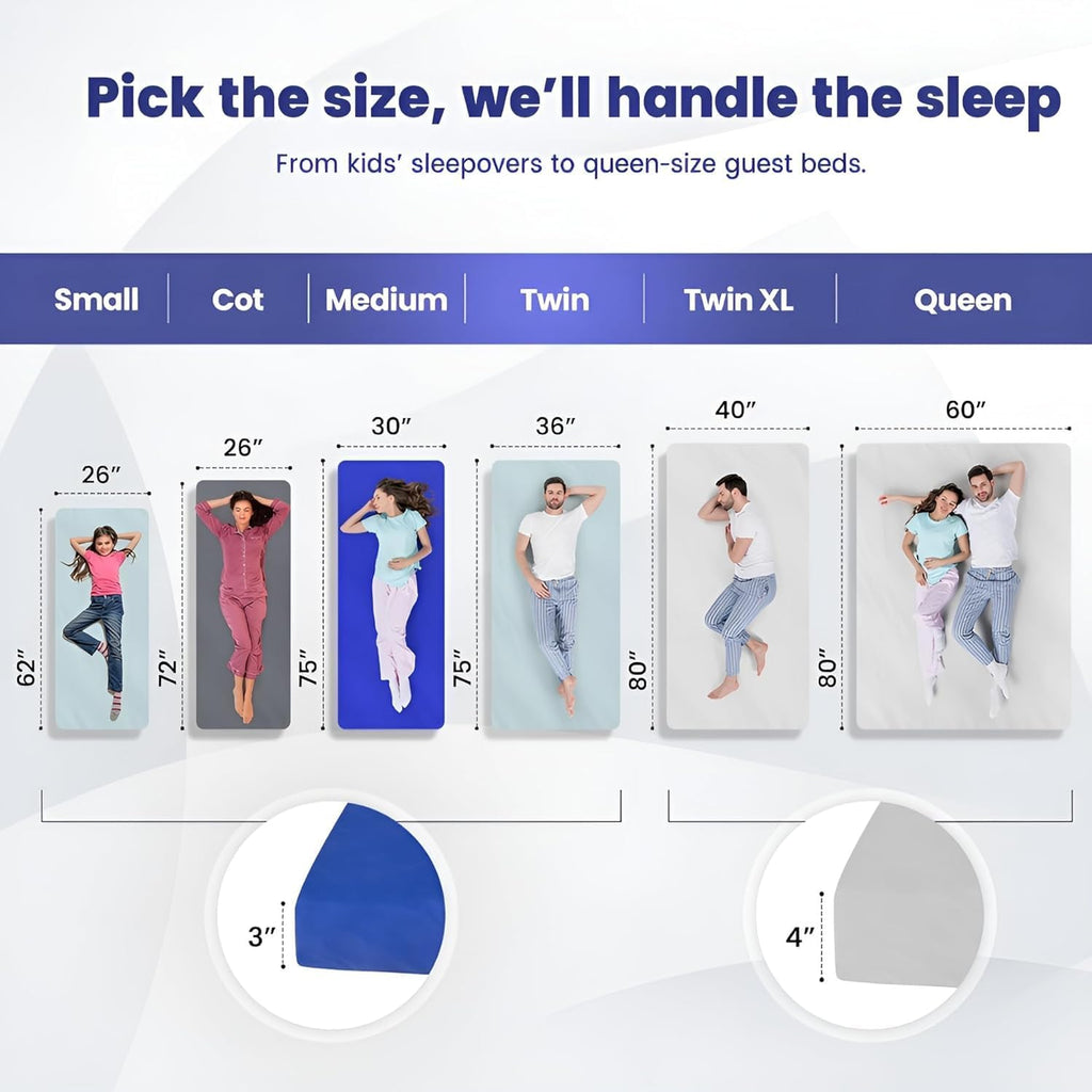 Hazli Matrix Air-Cell Memory Foam Camping Mattress – 6 Sizes, 5 Colors