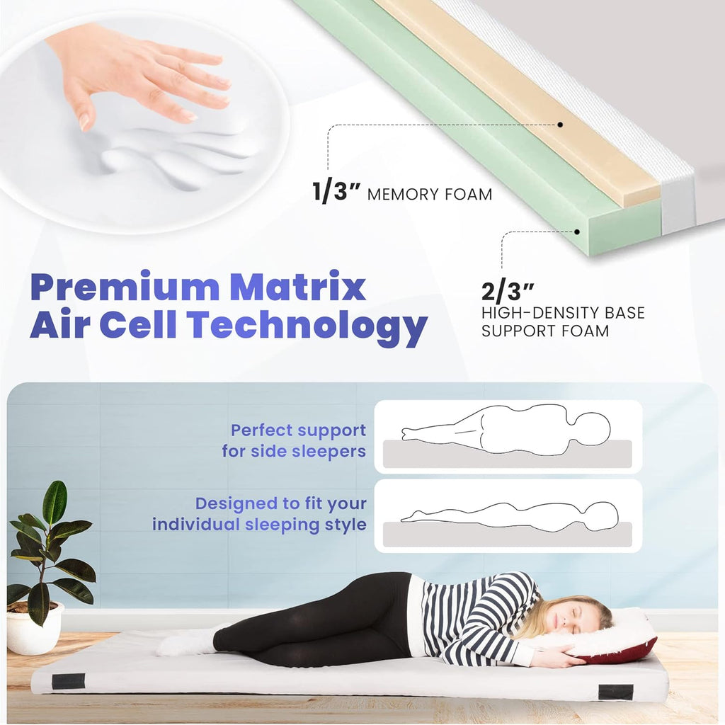 Hazli Matrix Air-Cell Memory Foam Camping Mattress – 6 Sizes, 5 Colors