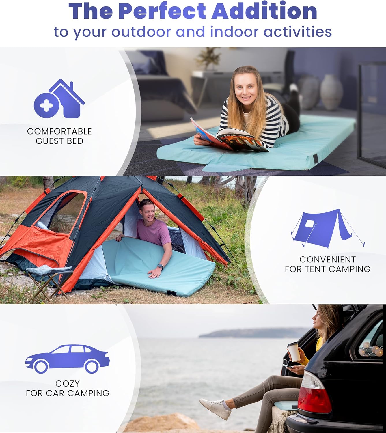 Hazli Matrix Air-Cell Memory Foam Camping Mattress – 6 Sizes, 5 Colors