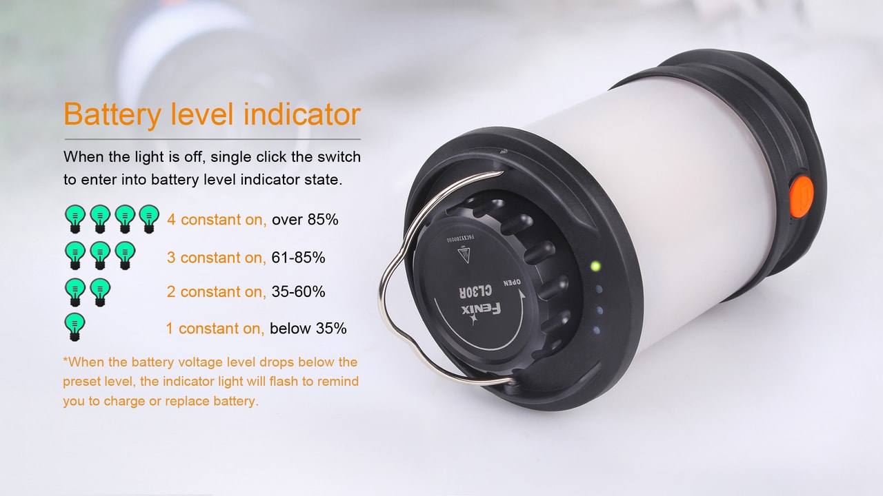 Battery level indicator with green lights on a white background