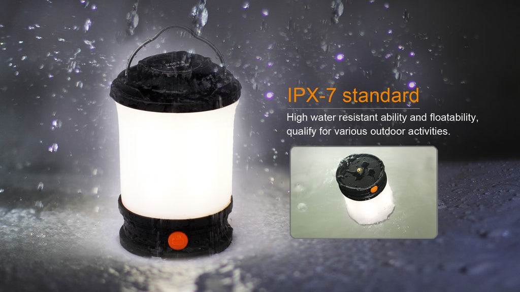 Portable lantern with IPX-7 standard feature on a snowy background