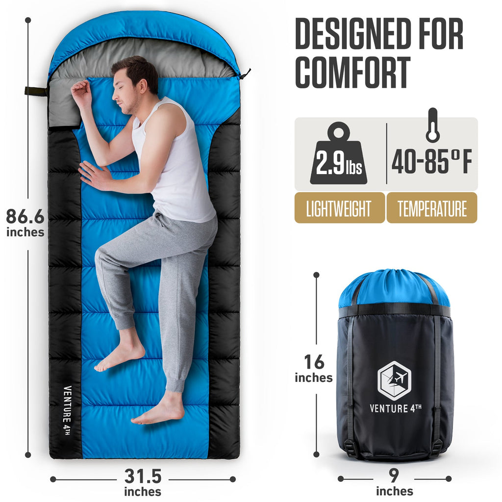 VENTURE 4TH Lightweight Summer Sleeping Bag – 40°F to 70°F