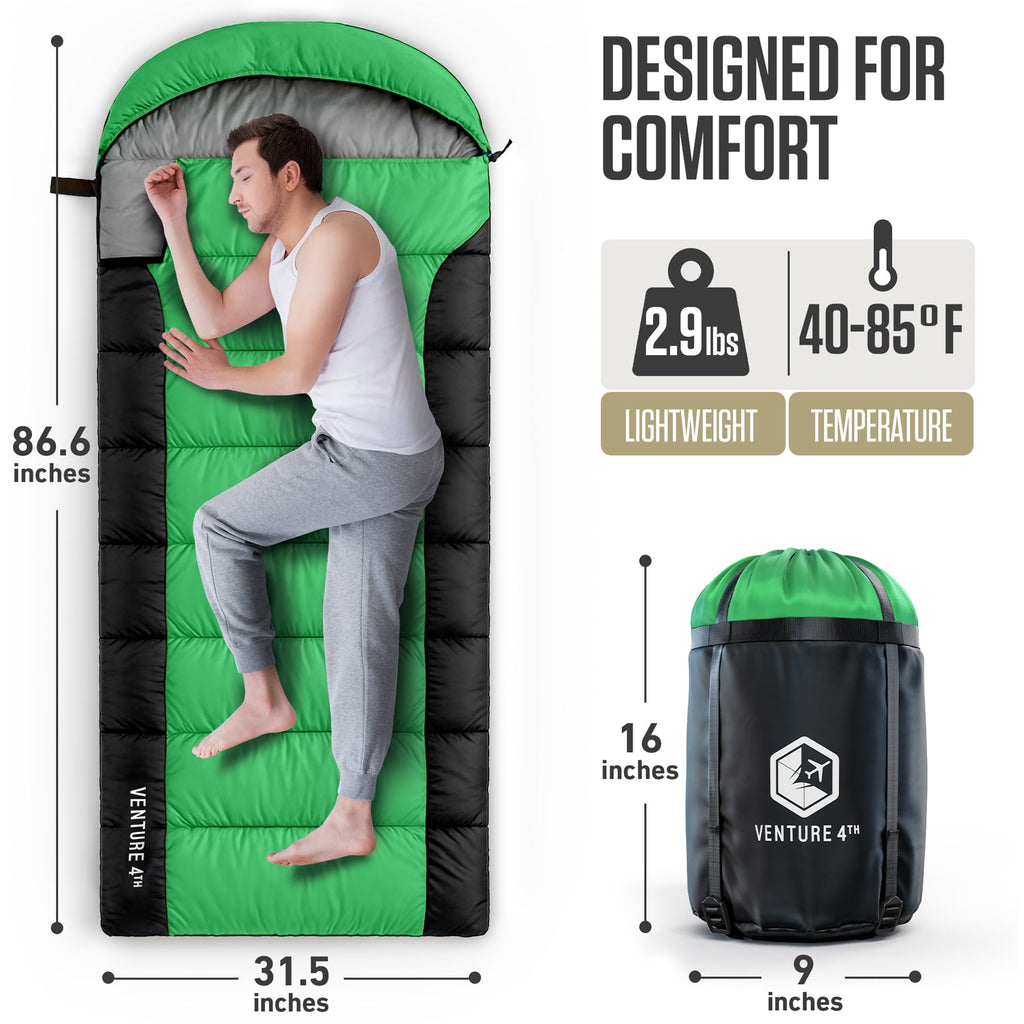 VENTURE 4TH Lightweight Summer Sleeping Bag – 40°F to 70°F
