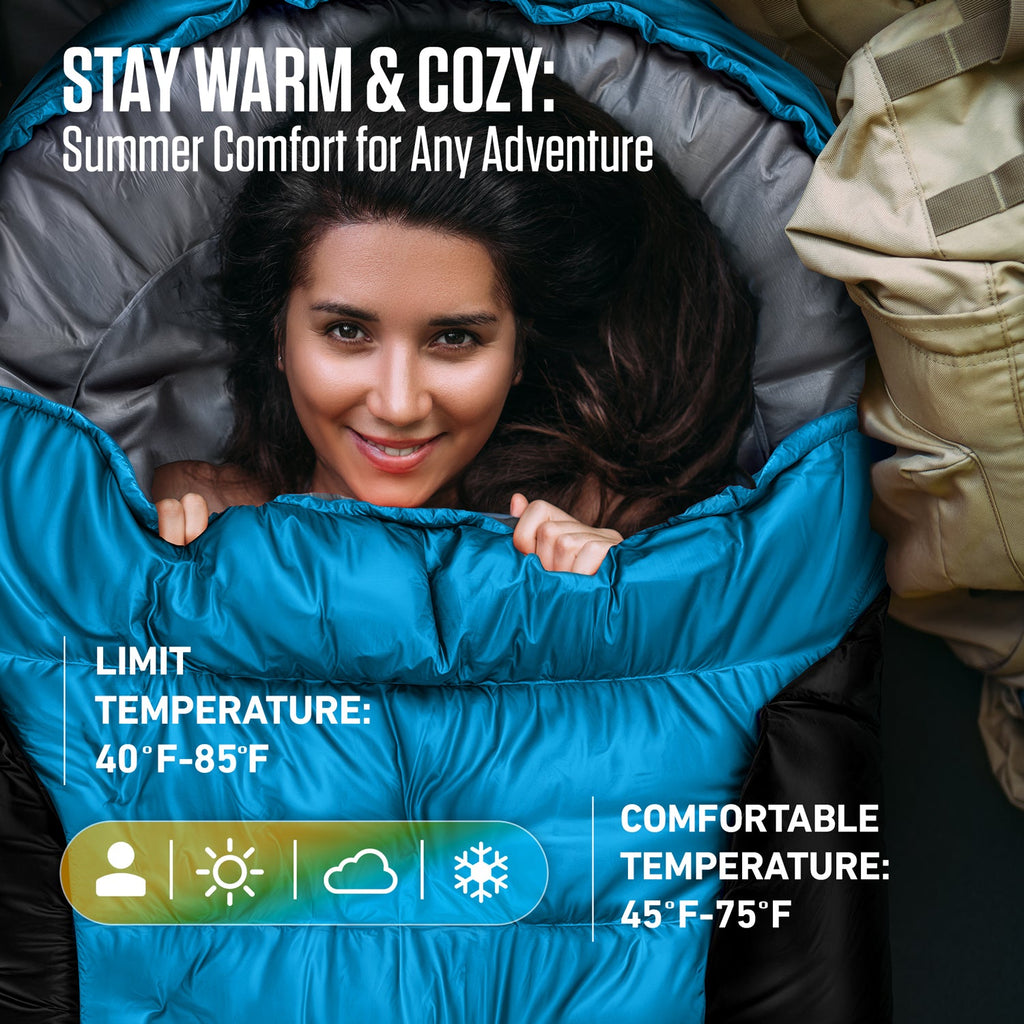 VENTURE 4TH Lightweight Summer Sleeping Bag – 40°F to 70°F