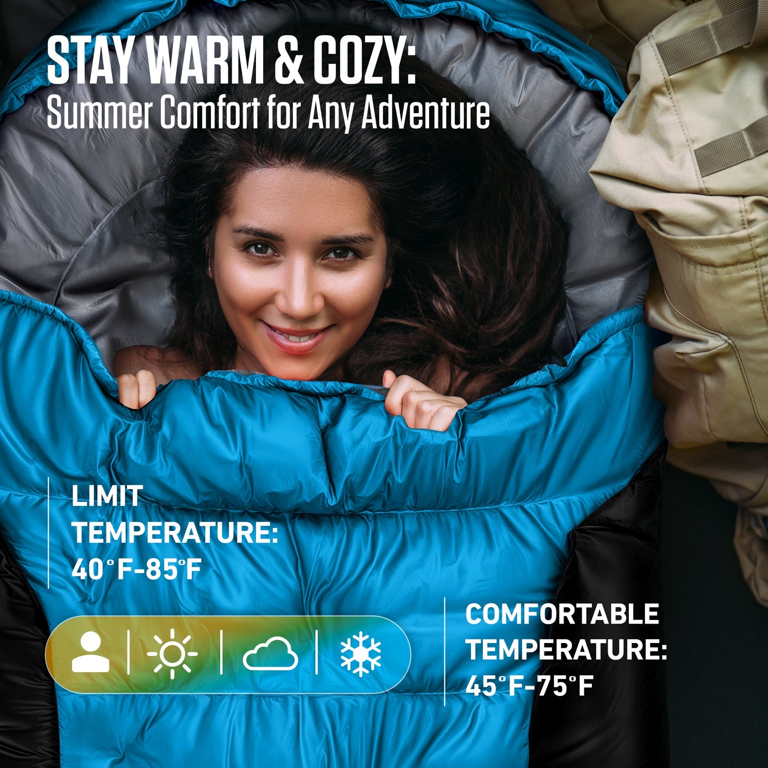 VENTURE 4TH Lightweight Summer Sleeping Bag – 40°F to 70°F
