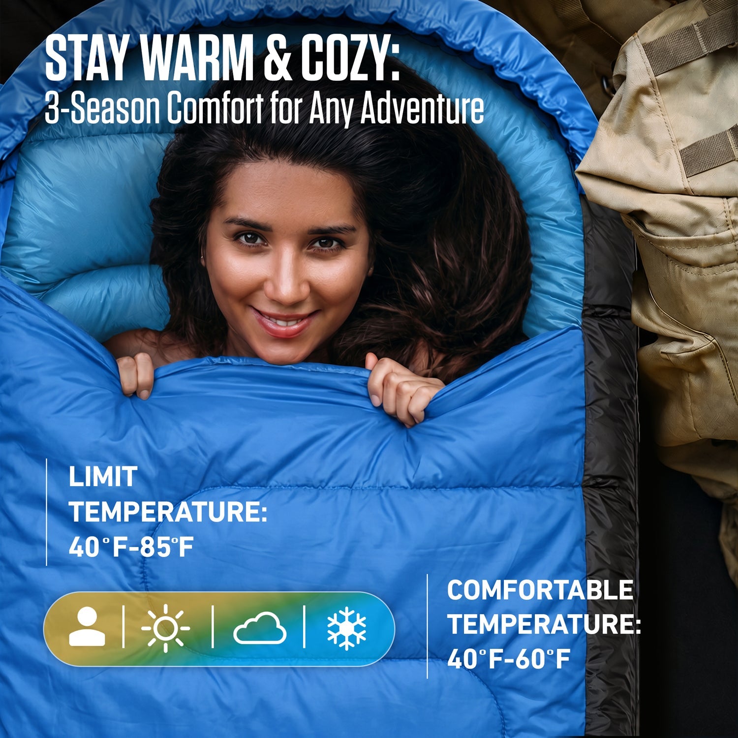VENTURE 4TH Lightweight Summer Sleeping Bag – 40°F to 70°F