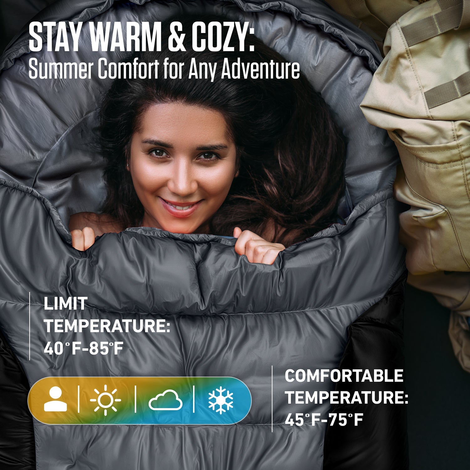 VENTURE 4TH Lightweight Summer Sleeping Bag – 40°F to 70°F
