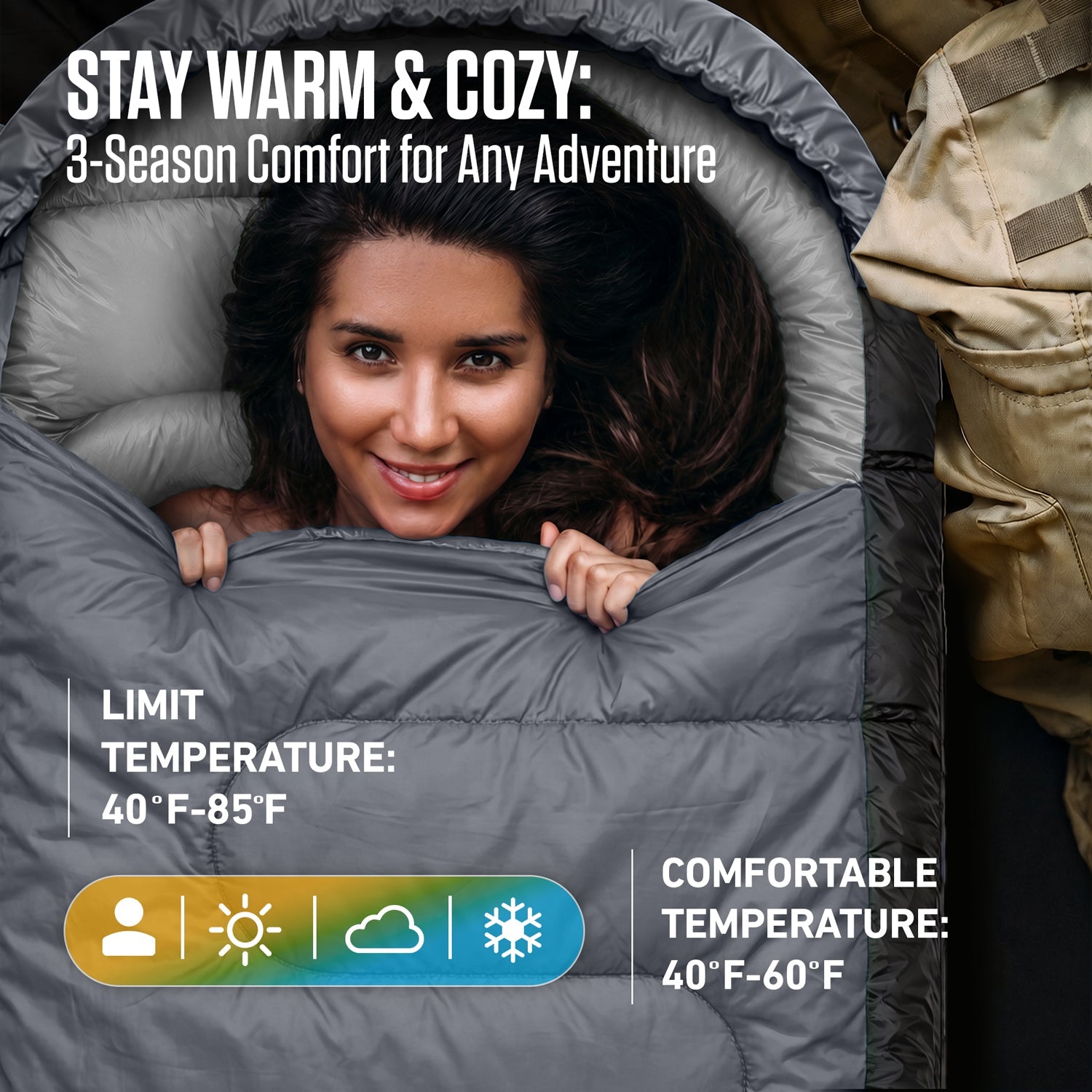 VENTURE 4TH Lightweight Summer Sleeping Bag – 40°F to 70°F