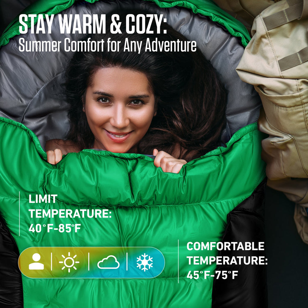 VENTURE 4TH Lightweight Summer Sleeping Bag – 40°F to 70°F