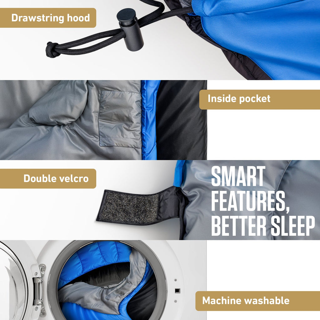 VENTURE 4TH XXL Sleeping Bag for Big & Tall Campers – 30°F to 70°F
