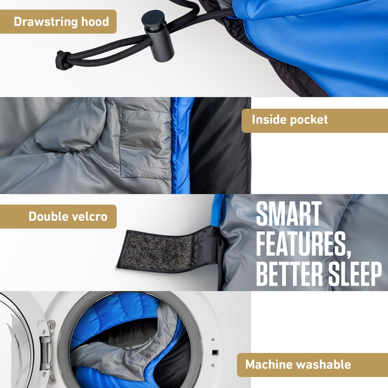 VENTURE 4TH XXL Sleeping Bag for Big & Tall Campers – 30°F to 70°F