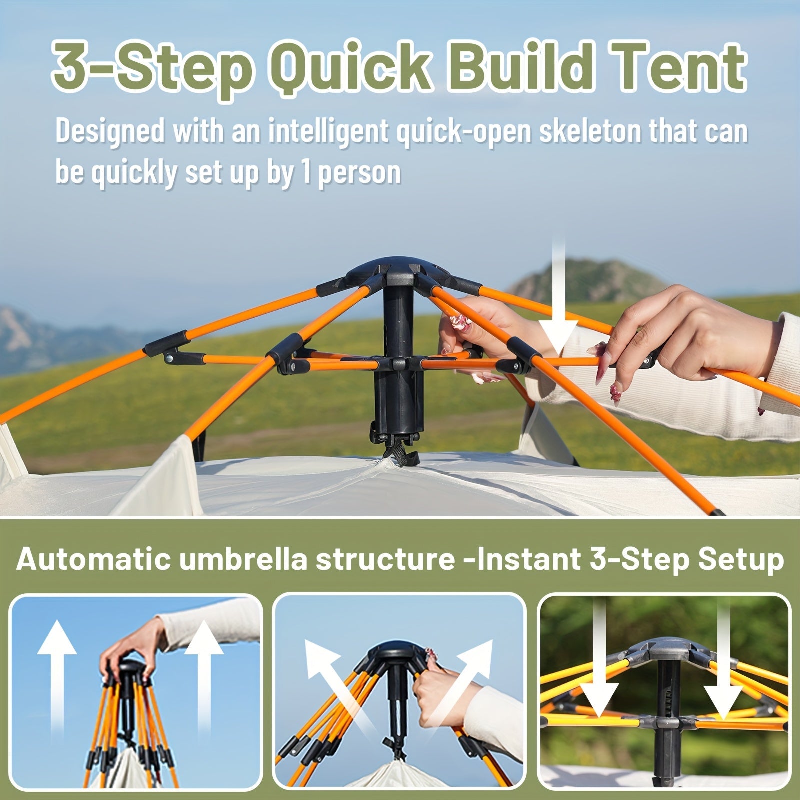 Instant Pop-Up Camping Tent – 1–4 Person, Waterproof, Quick Setup