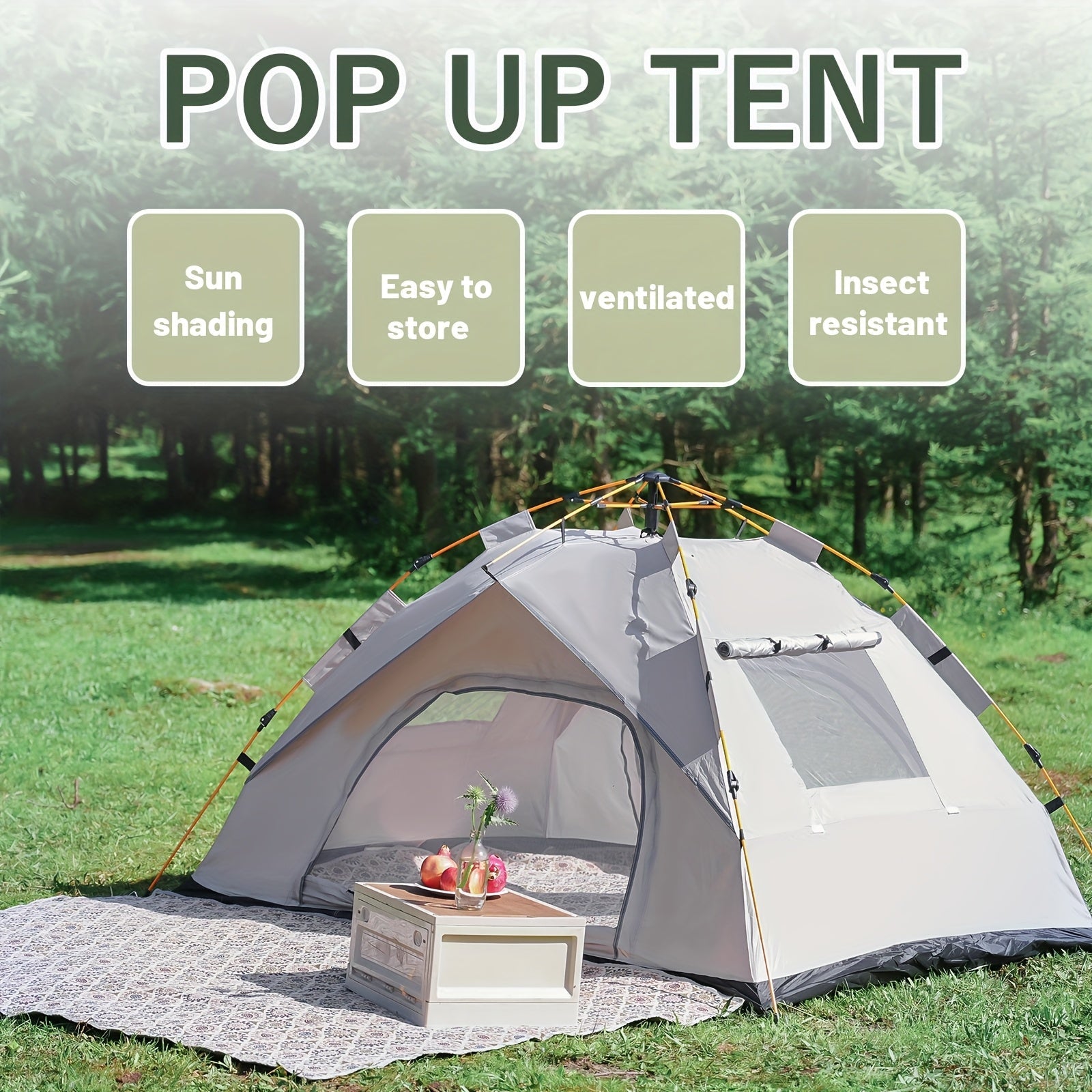 Instant Pop-Up Camping Tent – 1–4 Person, Waterproof, Quick Setup