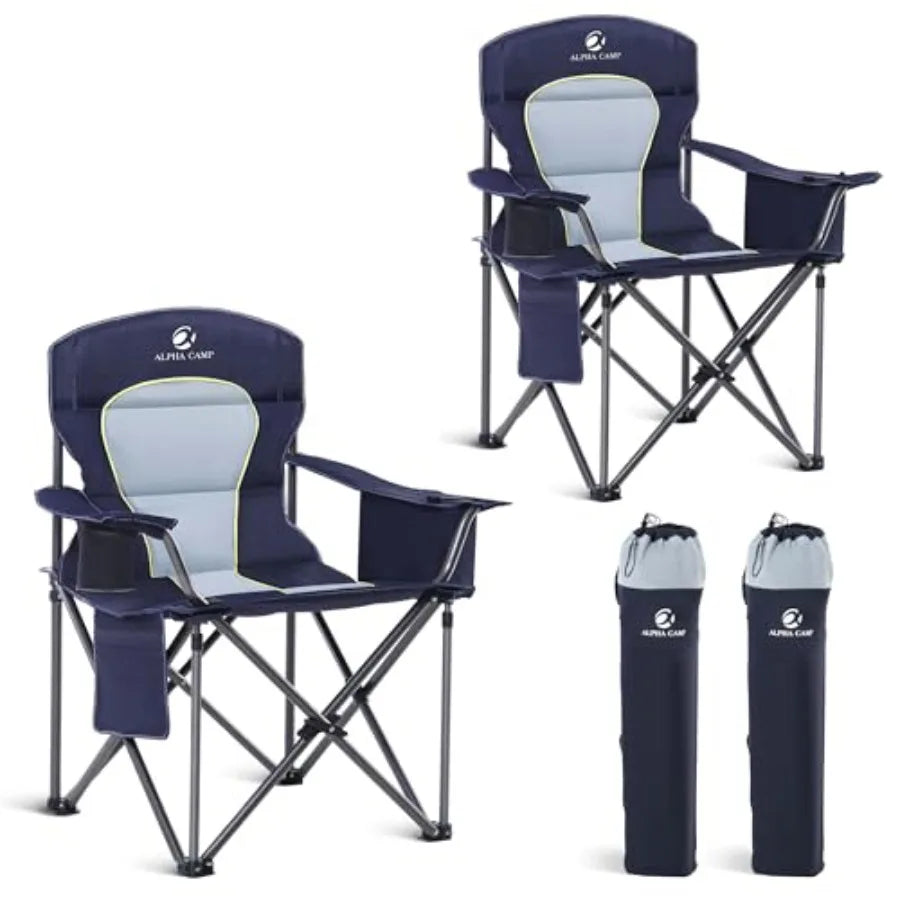 Heavy-Duty Folding Camping Chair with Padded Seat & Cup Holder