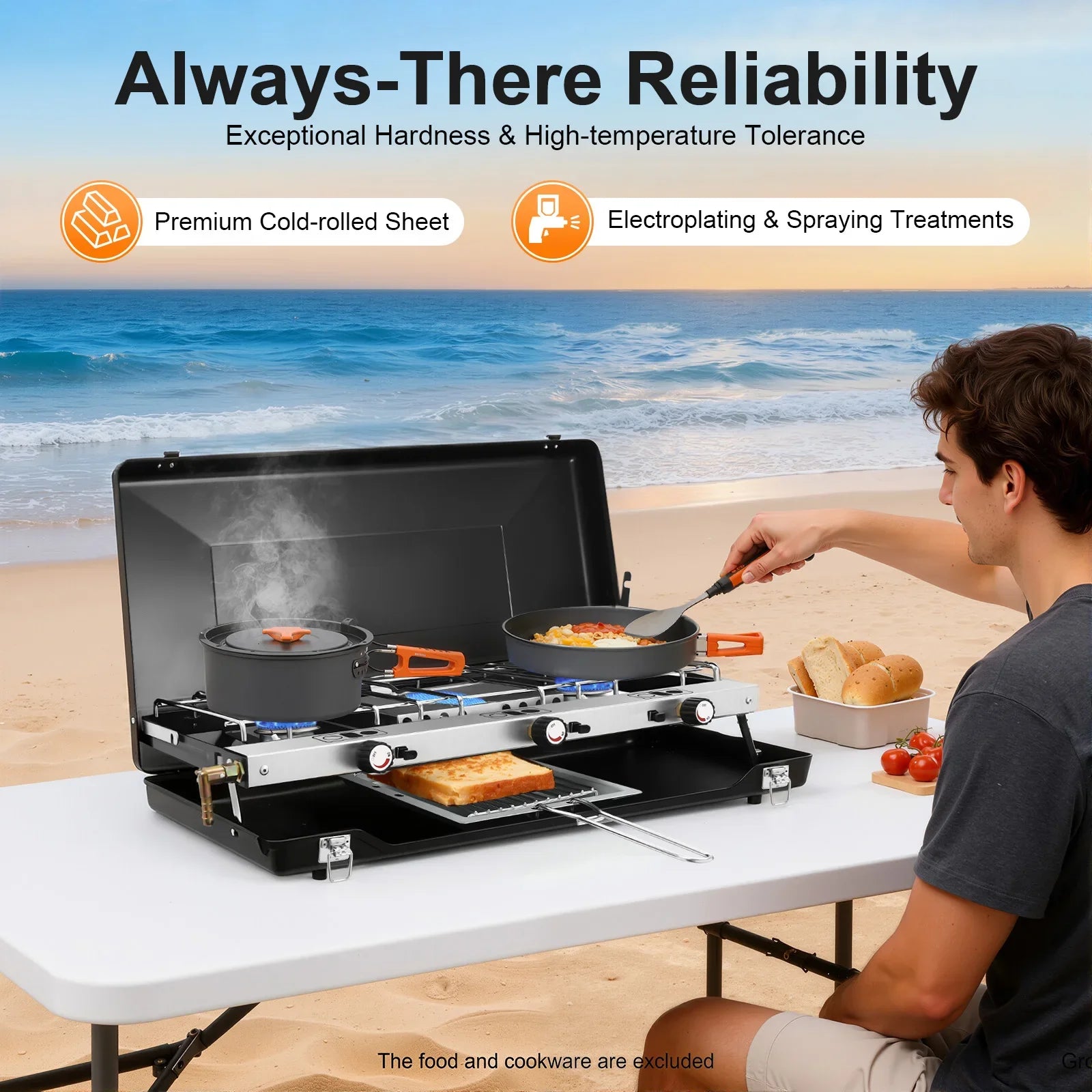 3-Burner Portable Camping Stove | Propane & Butane | 4.5 kW Outdoor Grill