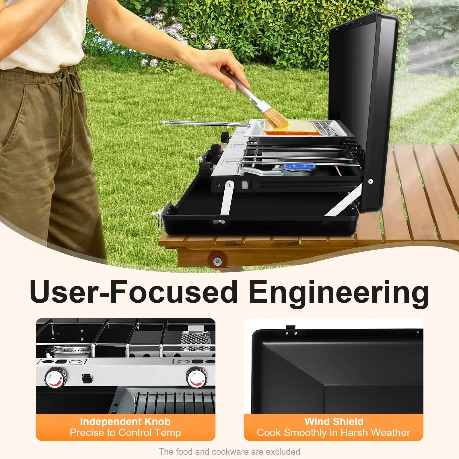 3-Burner Portable Camping Stove | Propane & Butane | 4.5 kW Outdoor Grill