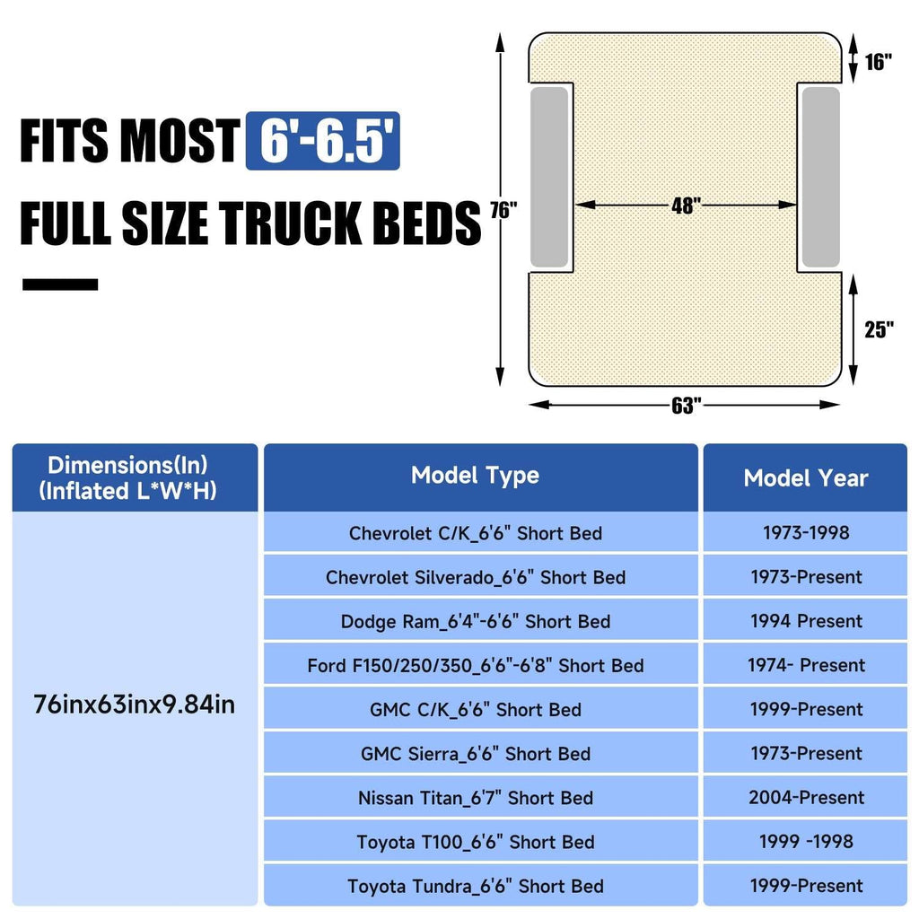 Truck Bed Air Mattress - Full Size Camping Bed