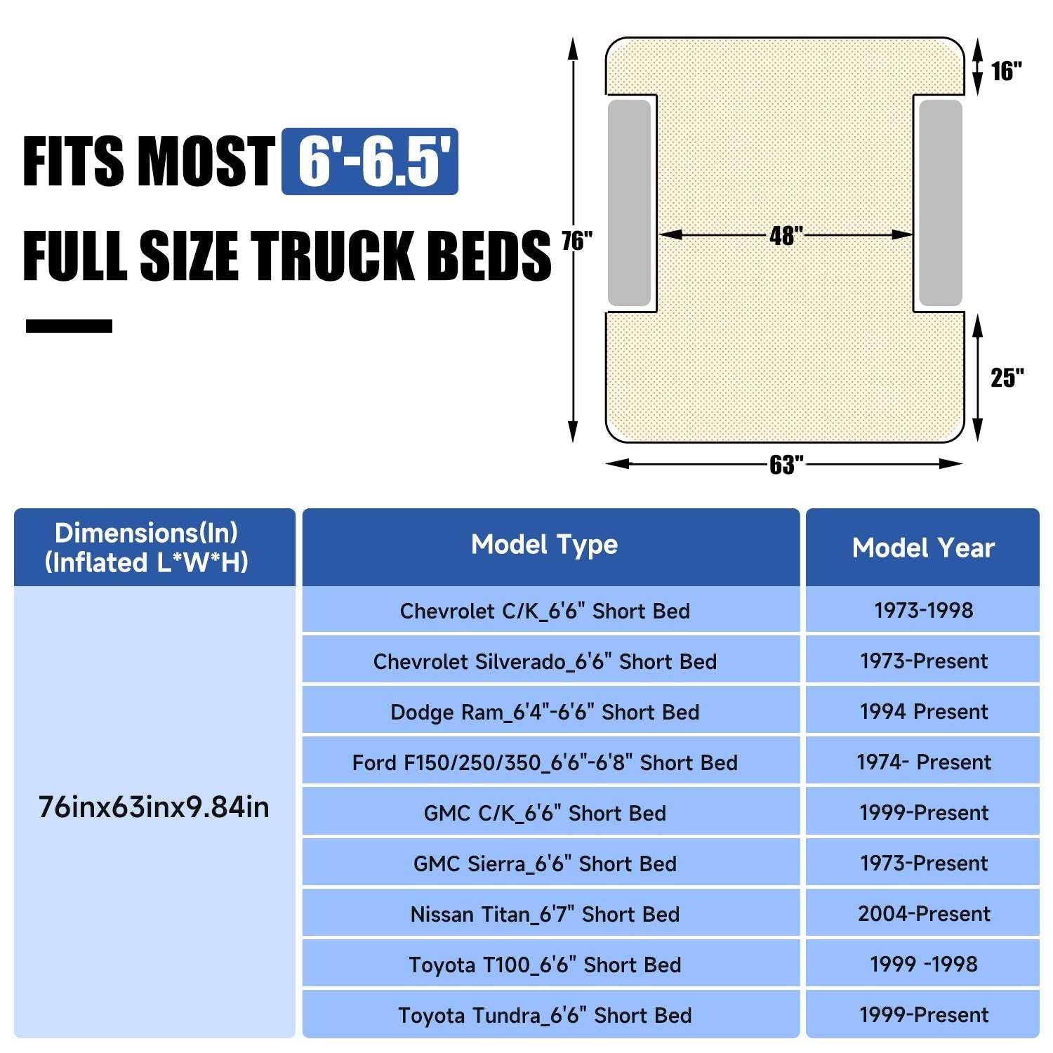 Truck Bed Air Mattress - Full Size Camping Bed