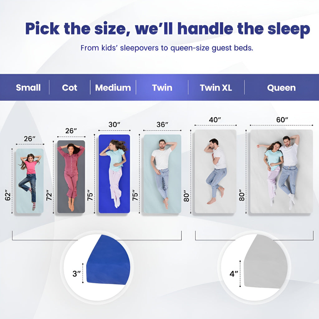 Hazli Matrix Air-Cell Memory Foam Camping Mattress – 6 Sizes, 5 Colors