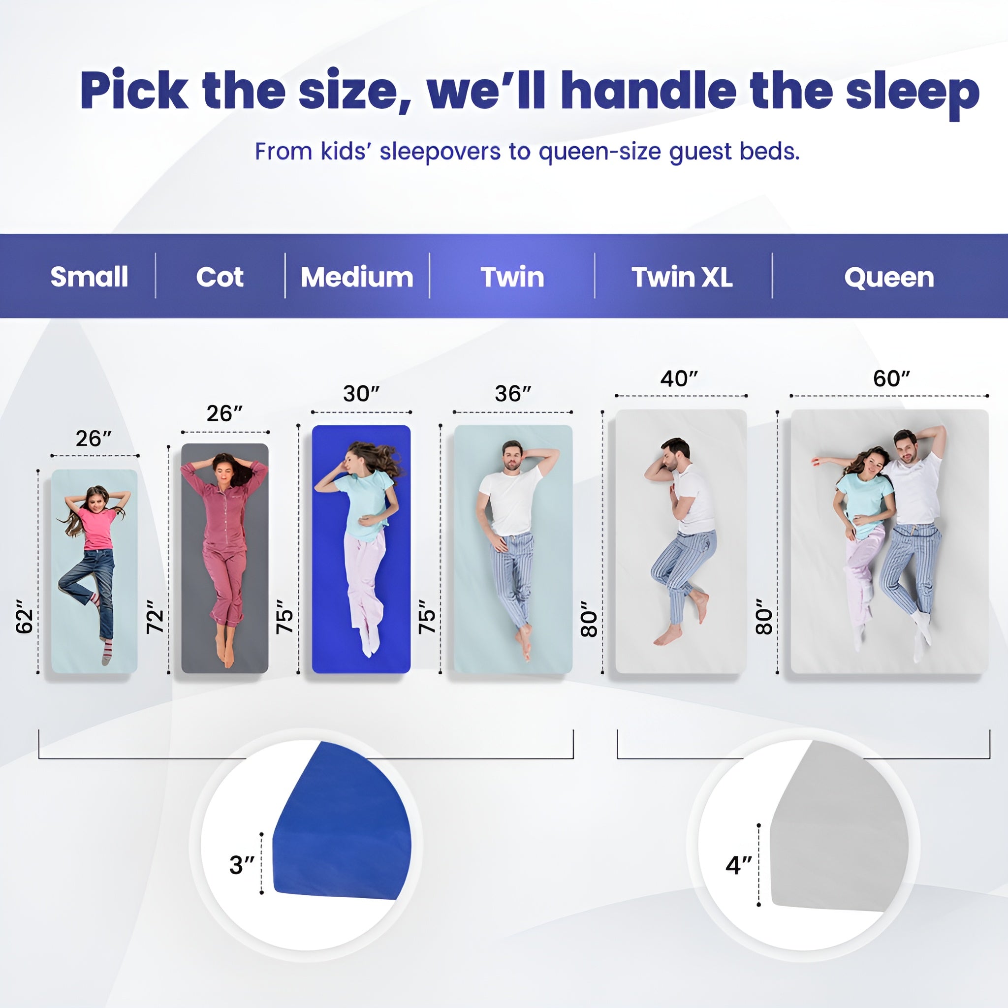 Hazli Matrix Air-Cell Memory Foam Camping Mattress – 6 Sizes, 5 Colors