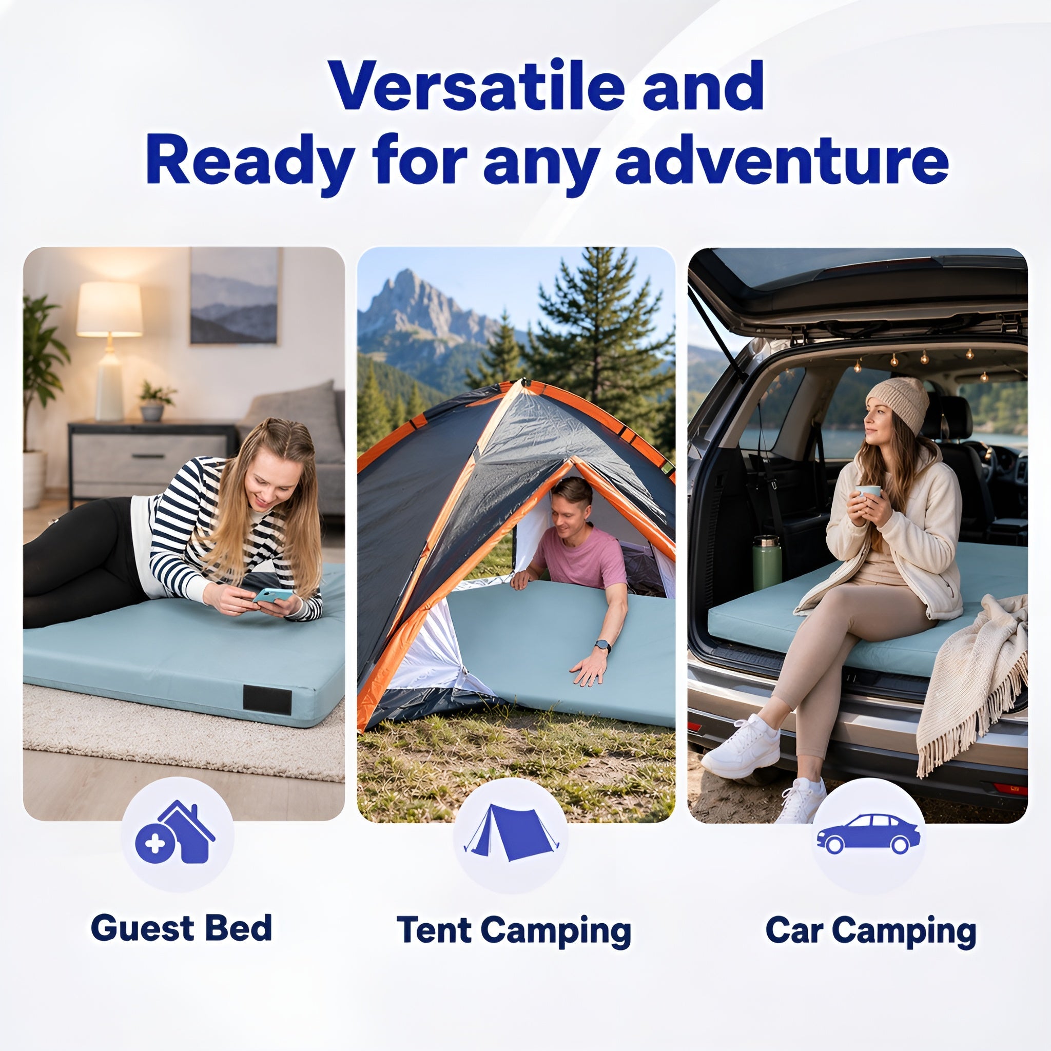 Hazli Matrix Air-Cell Memory Foam Camping Mattress – 6 Sizes, 5 Colors