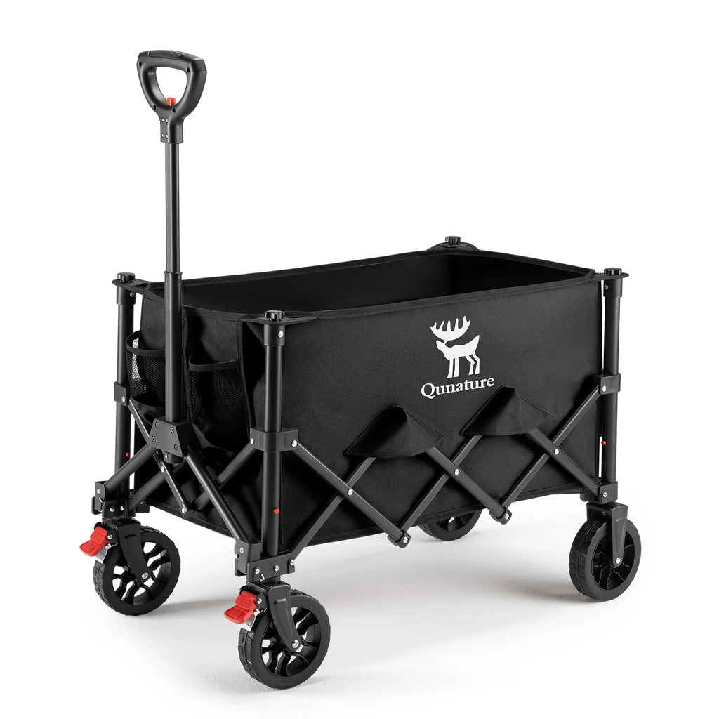 Black folding wagon with Qunature logo on a white background