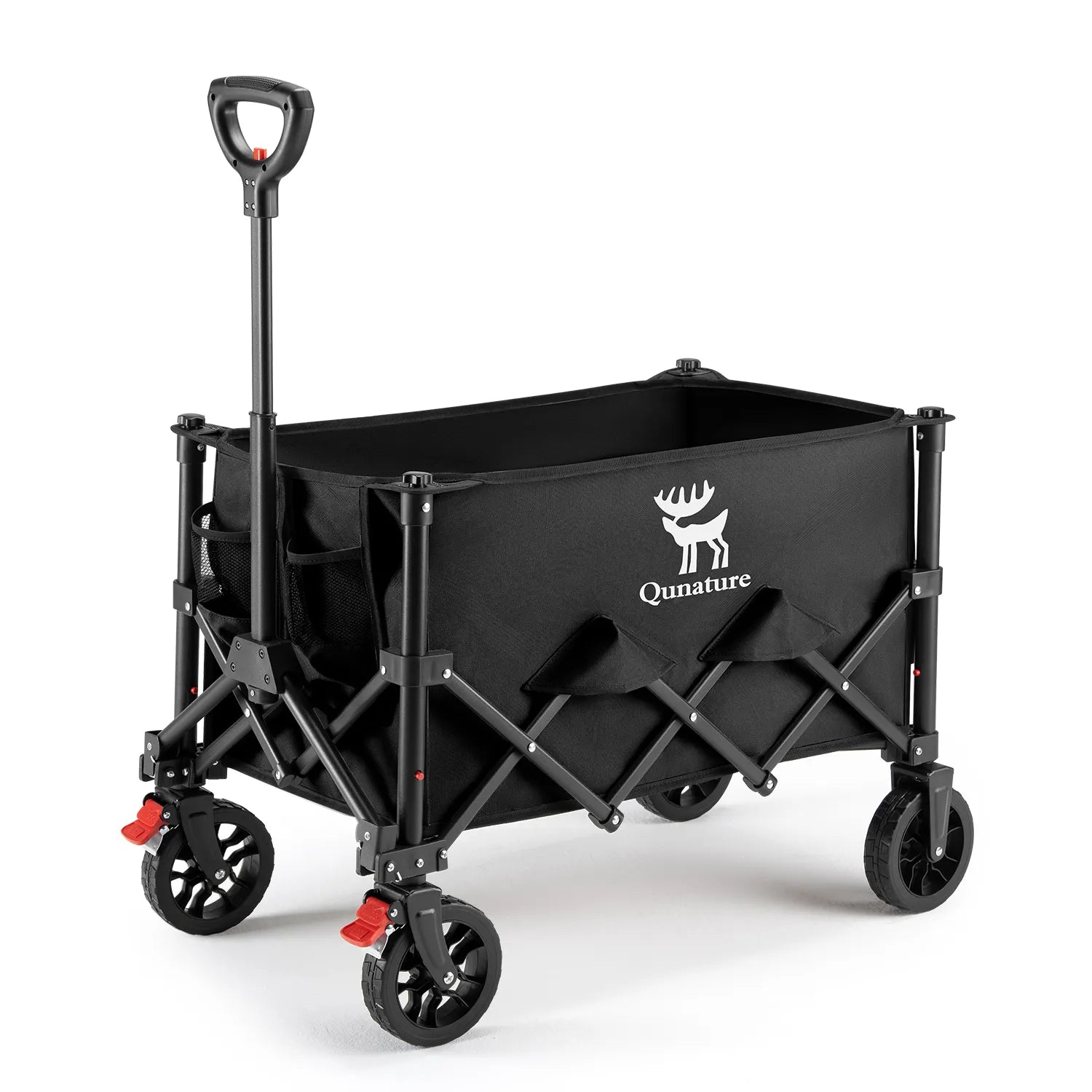 Black folding wagon with Qunature logo on a white background