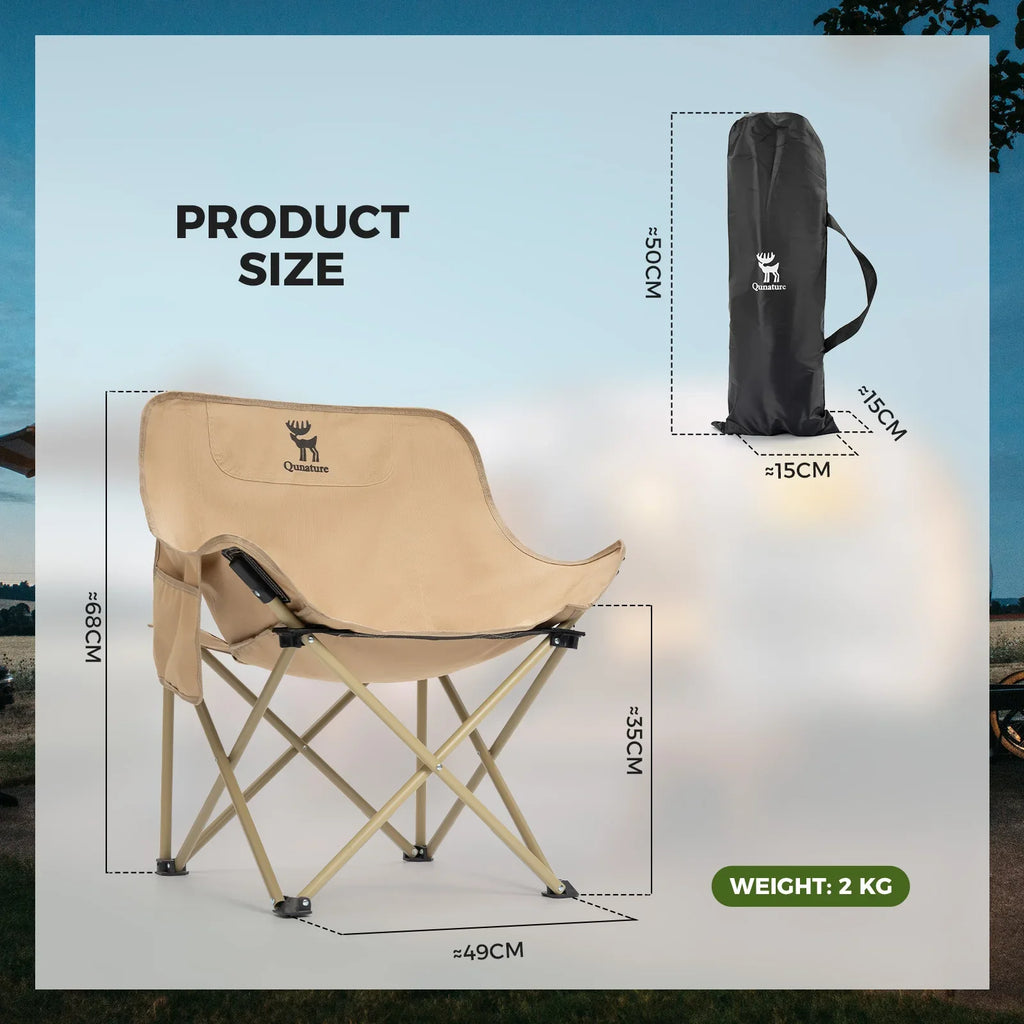Folding Camping Chair with Ergonomic Support – Adult & Kids | Carbon Steel Frame