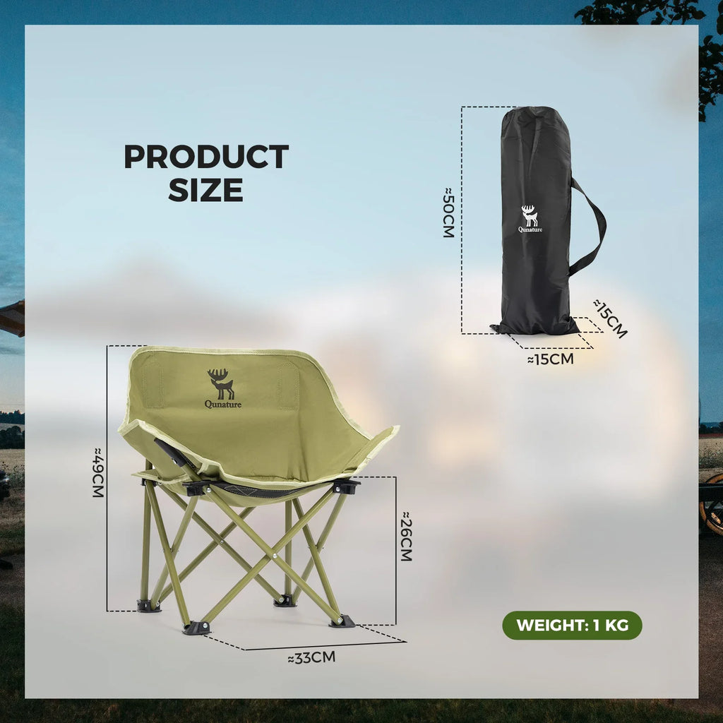Folding Camping Chair with Ergonomic Support – Adult & Kids | Carbon Steel Frame