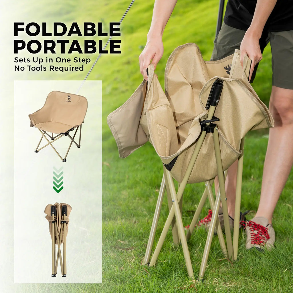 Folding Camping Chair with Ergonomic Support – Adult & Kids | Carbon Steel Frame