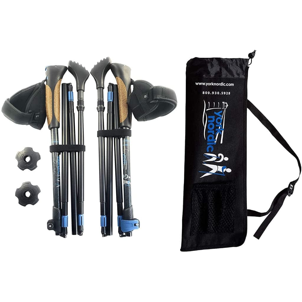 York Nordic Folding Travel Walking & Hiking Poles – Collapses to 13.5"